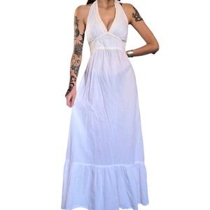 Tommy Bahama White Maxi Dress Halter Eyelet Lace Large